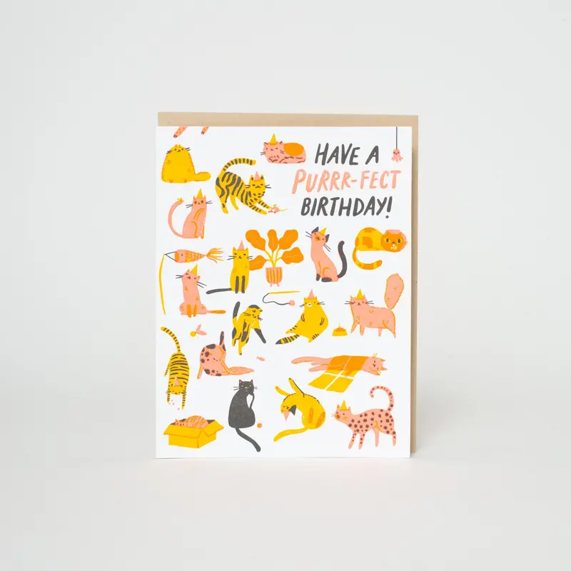 Playful Cat-Themed Birthday Card: ‘Have a Purrr-fect Day’