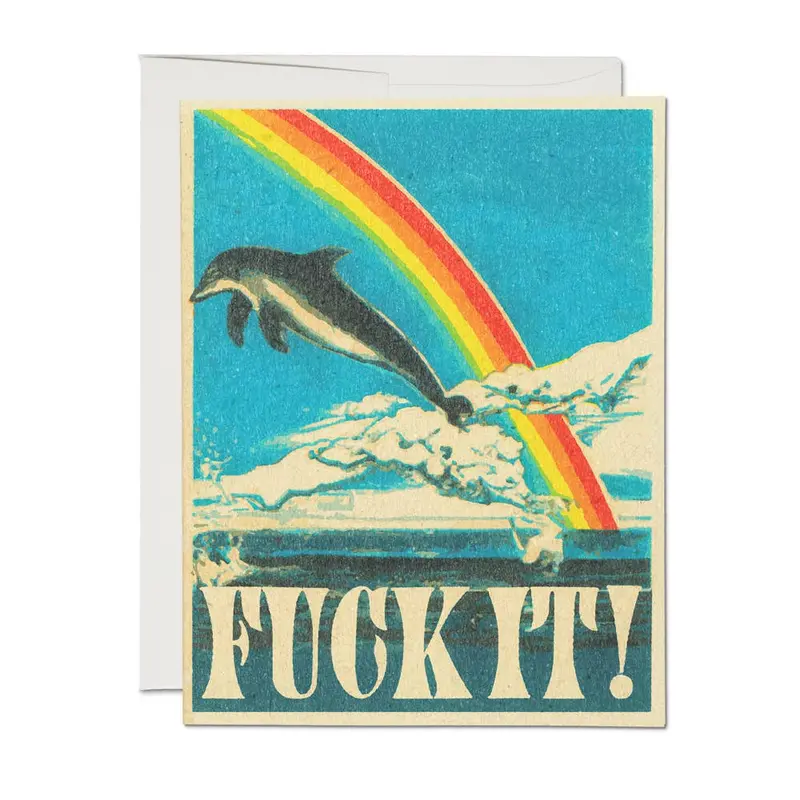 Playful Dolphin Birthday Card with ‘Fuck It!’ Message