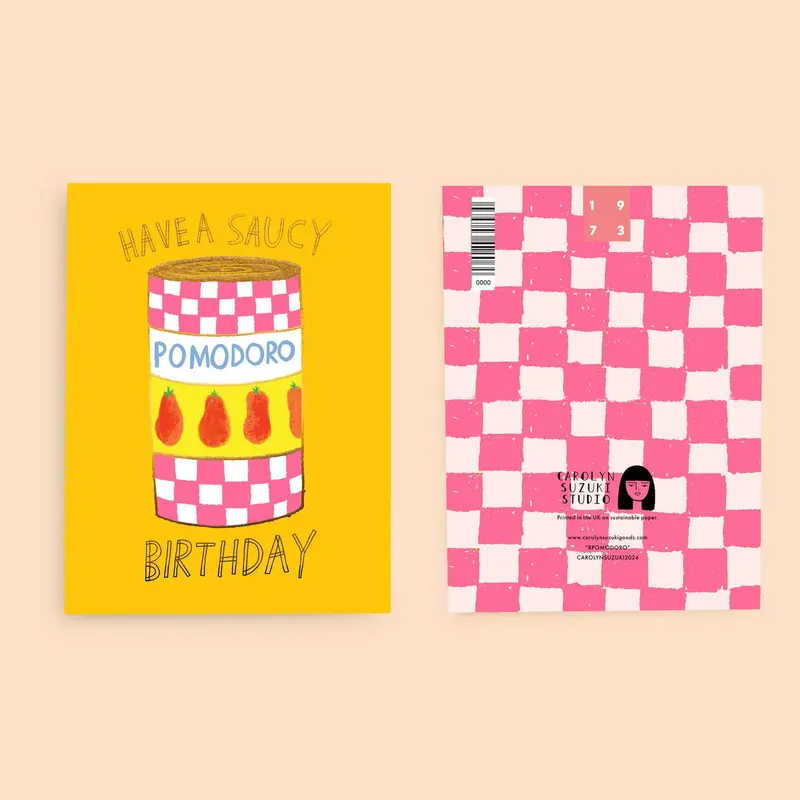 Pomodoro Tomato-Inspired Birthday Card