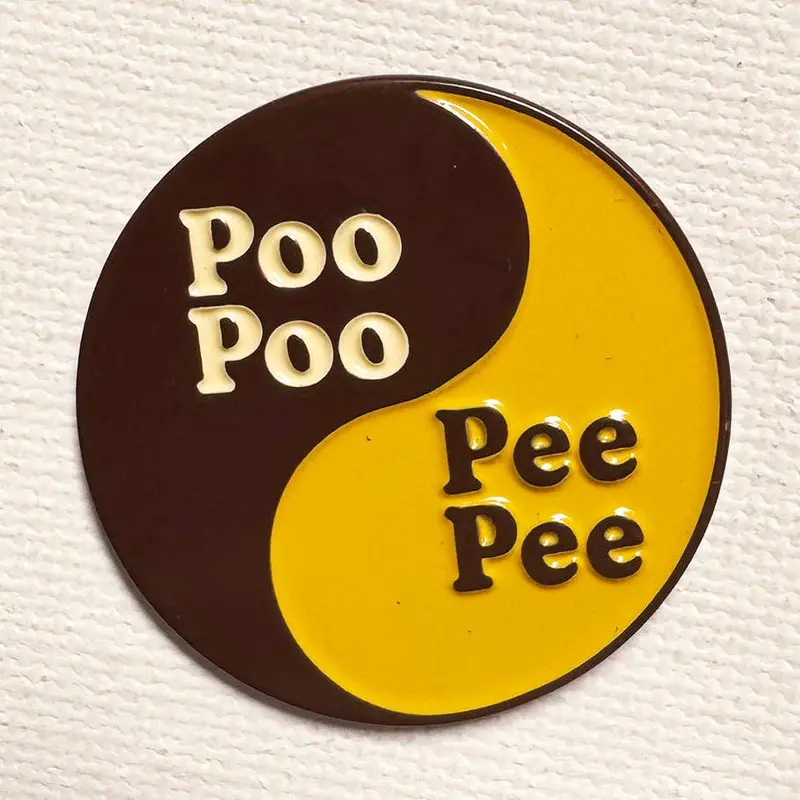 ‘Poo Poo Pee Pee Yin Yang’ Enamel Pin – Whimsical Absurdist Duality Lapel Pin