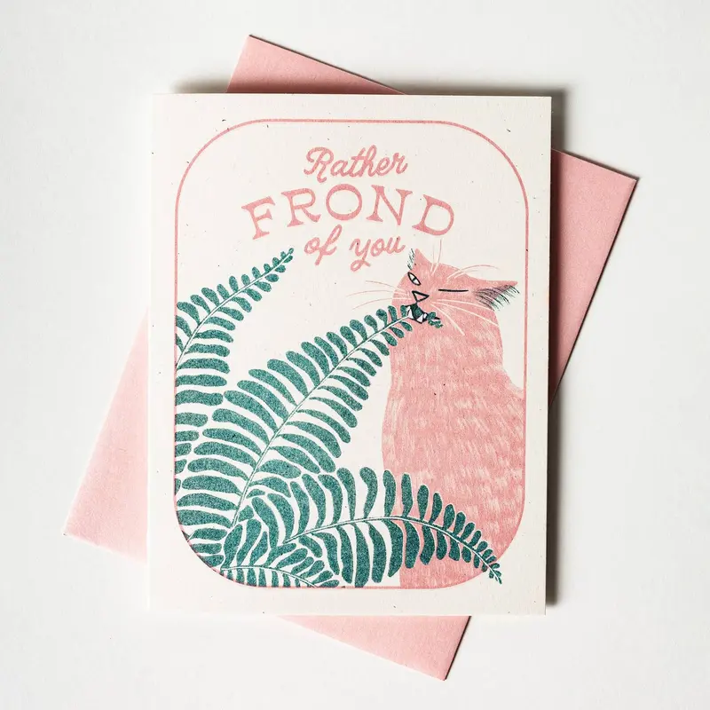 ‘Rather Frond of You’ Tropical Risograph Greeting Card