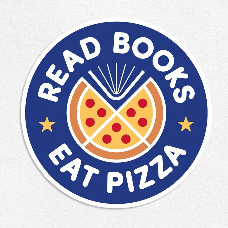 ‘Read Books, Eat Pizza’ Illustrated Vinyl Sticker