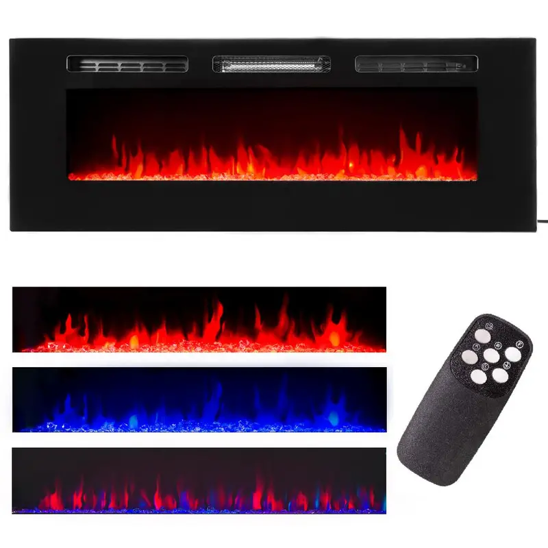 Recessed or Wall-Mount Electric Fireplace Insert with Remote-Controlled Heating