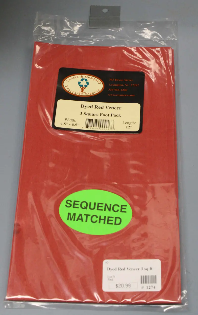 Red-Dyed Wood Veneer Sheet Pack