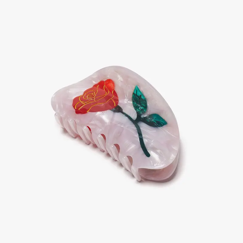 Red Rose Claw Hair Clip
