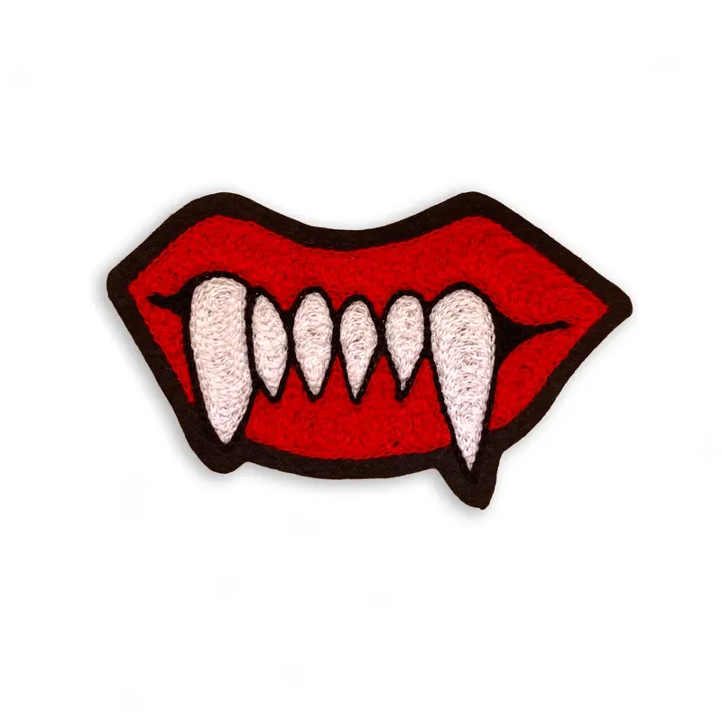 Retro Wax Lips Chain-Stitch Embroidered Patch