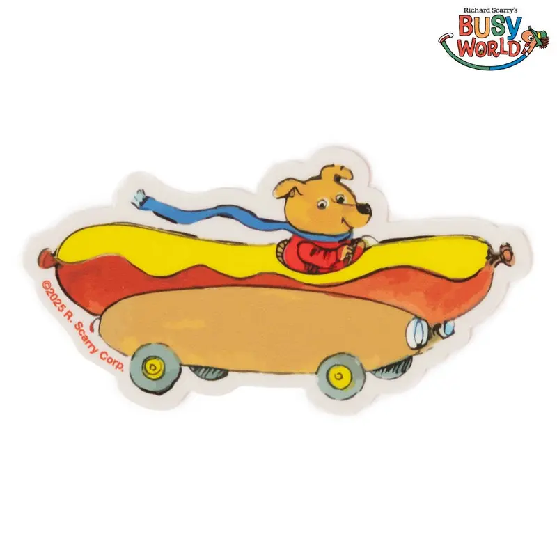 Richard Scarry Hot Dog Car Sticker Design