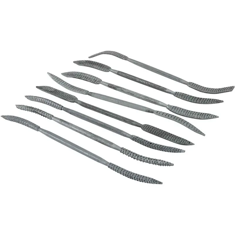 Riffler Medium-Grit Rasp Set – 8-Piece Versatile Shaping Collection, 8″ Length