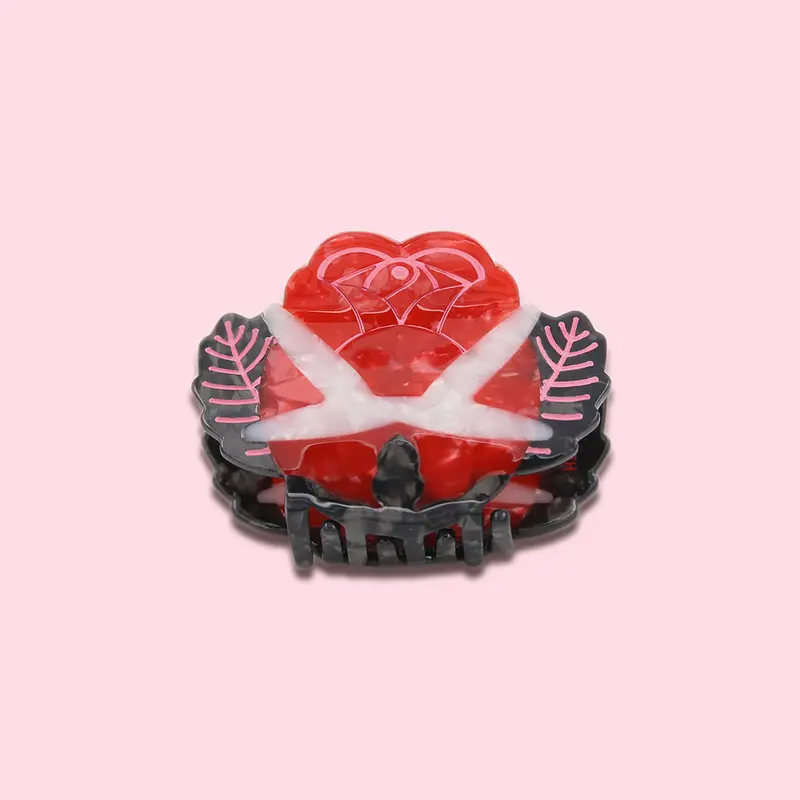 Rose-Embellished Hair Claw by HellcatsUSA