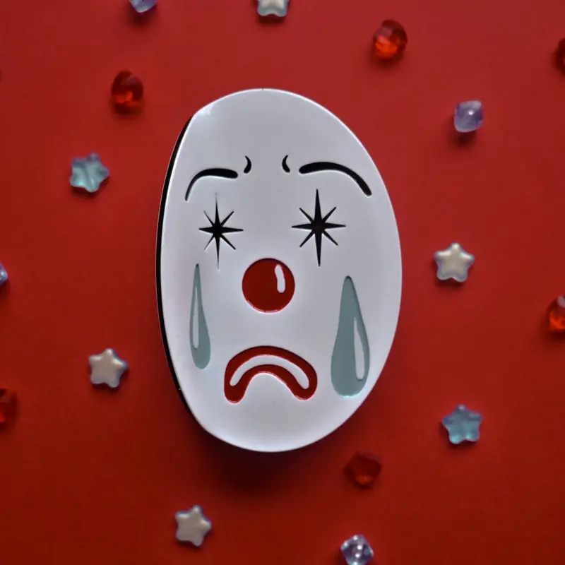 Sad Clown–Illustrated Hair Claw