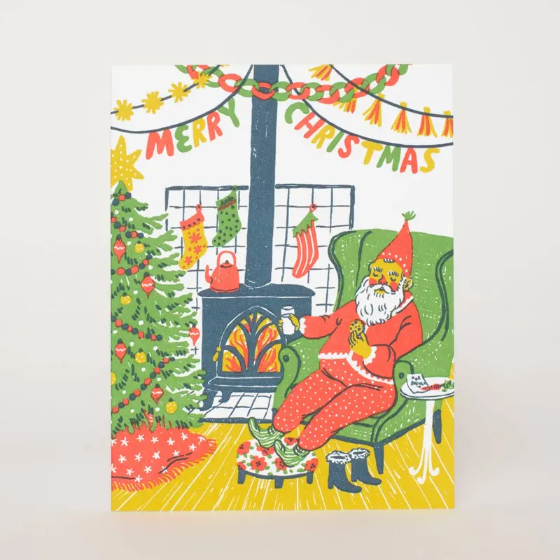 Santa’s Snack Holiday Card – Letterpress Greeting by Phoebe Wahl