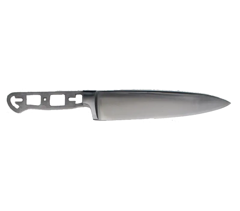 Satin Chef Knife Blank with Reinforced Bolster and Ergonomic Skeletonized Handle – 13-Inch Overall Length