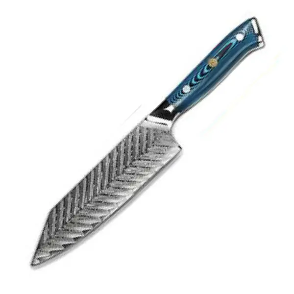 SEIGAIHA Bunka Knife – AUS-10V 73-Layer Damascus Steel, Laminated Wood Handle with Mosaic Pin