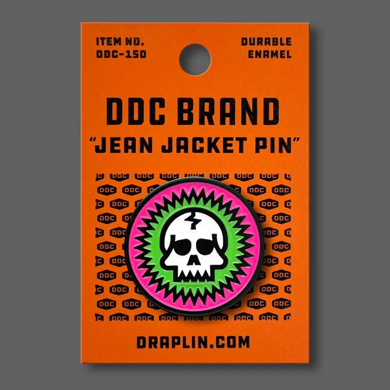 Skull Enamel Pin in Pink and Green – DDC-290