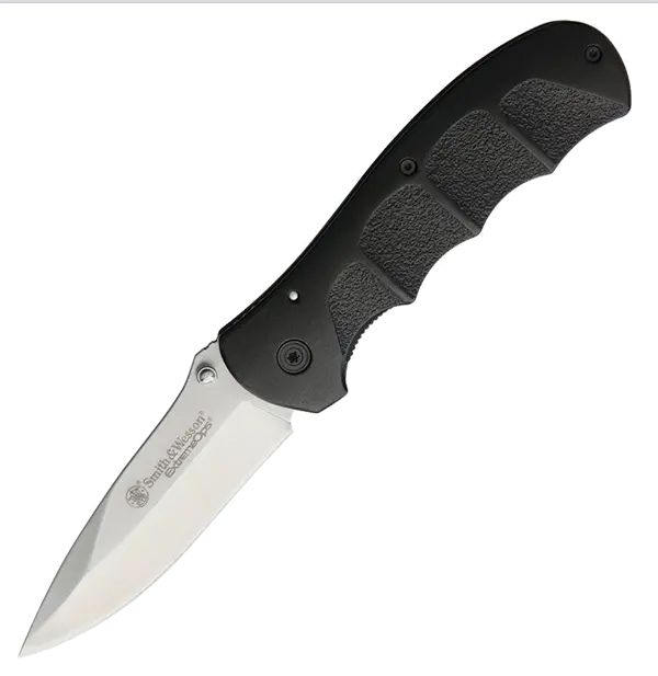 Smith & Wesson Extreme Ops Linerlock – 3.5″ Satin-Finish Stainless Blade, Black Synthetic Handle