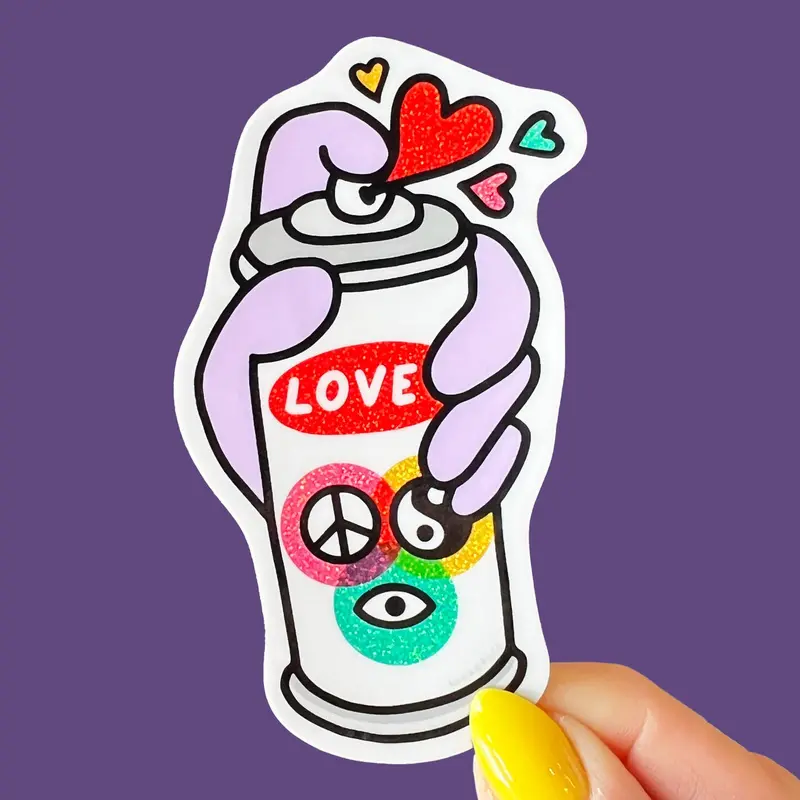 Spray Love with Sparkle Design Sticker