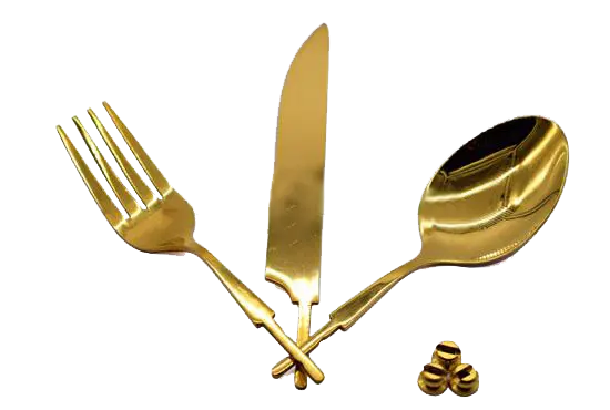 Stainless Steel Flatware Set with Gold Titanium Nitride Plating Kit