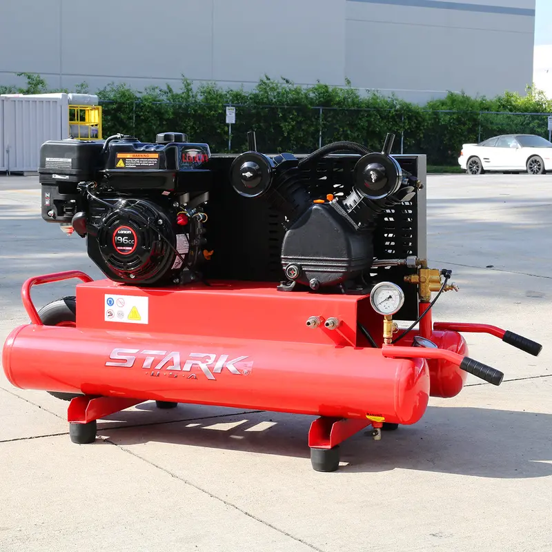 Stark USA 10-Gallon Twin-Stack Air Compressor – 6.5 HP Gas-Powered Portable Unit