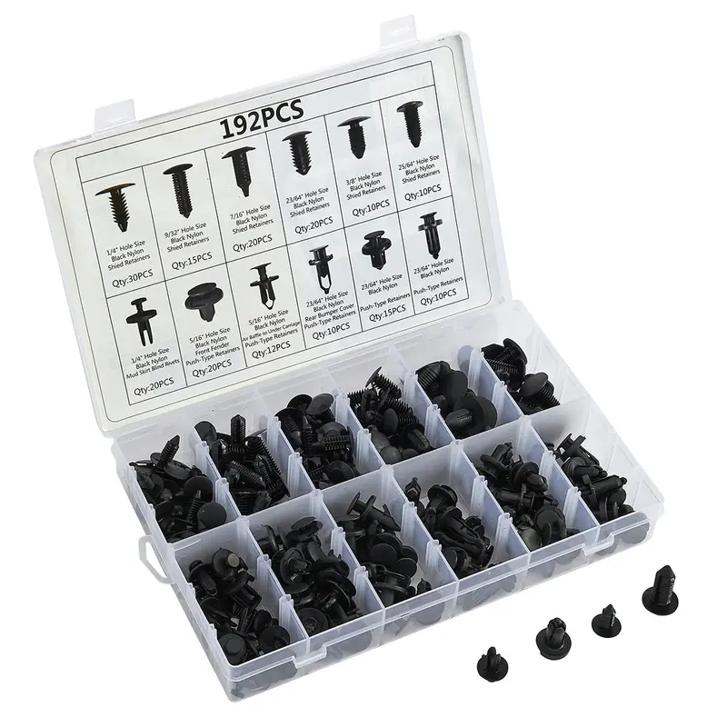 Stark USA 192-Piece Automotive Retainer Clip Kit: Push Pins, Trim Fasteners, Bumper Clips, and Rivets