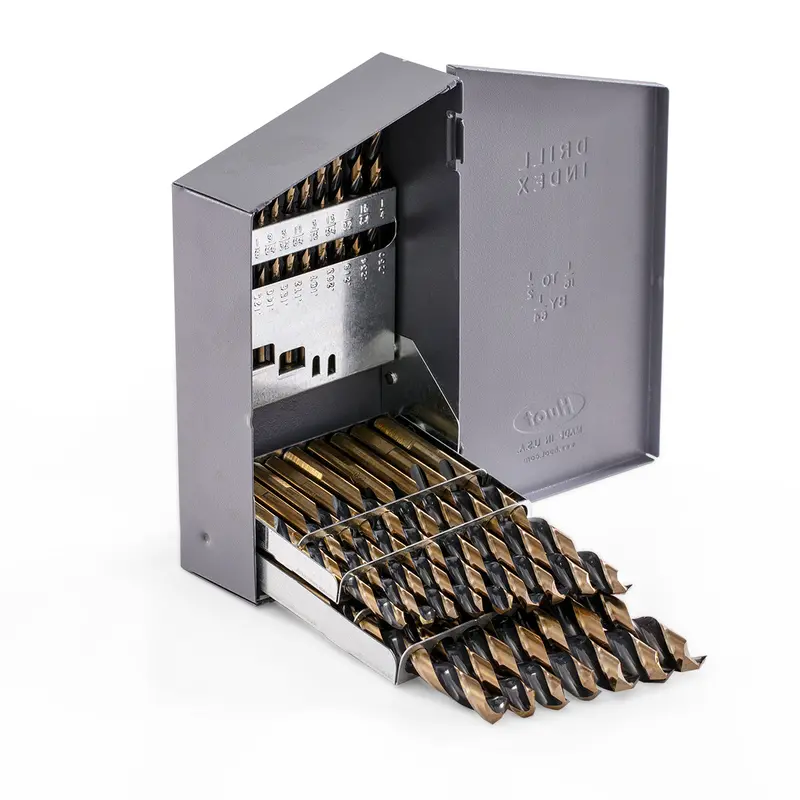 Stark USA 21-Piece HSS Jobber Drill Bit Set – Black & Gold Finish, 135° Split Point
