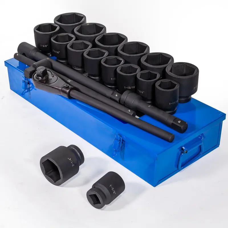 Stark USA 21-Piece Jumbo Impact Socket Set – 1″ Drive, T-Bar Handle, Deep & Standard Sockets with Case