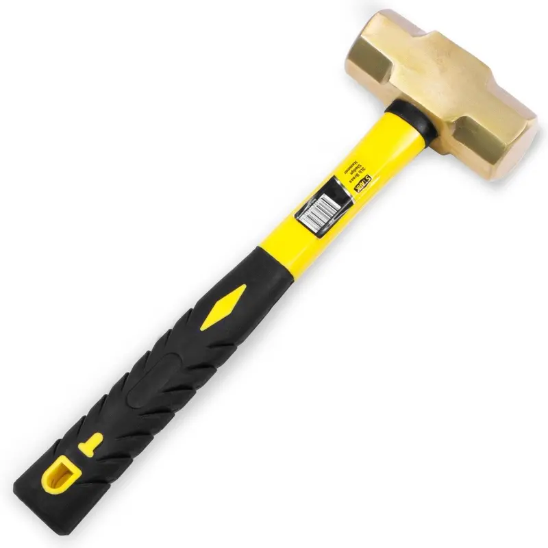 Stark USA 3 lb Forged Brass Sledge Hammer – Non-Sparking, Fiberglass-Handled Striking Tool