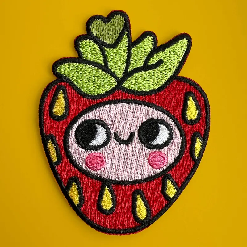 Strawbebby Embroidered Fabric Patch