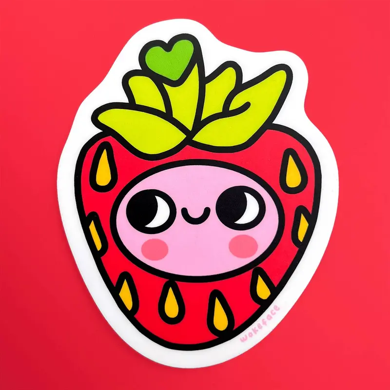 Strawberry-Themed Adhesive Decal