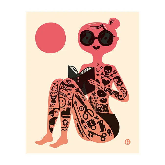 Tattooed Lady Illustration – 8×10 Inch Screenprint