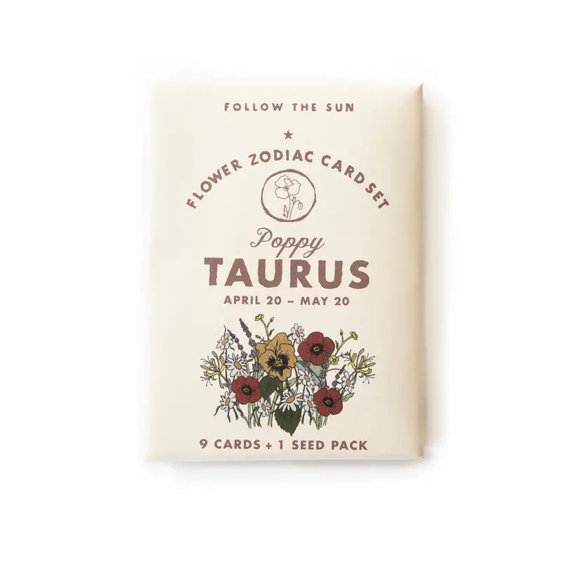 Taurus Zodiac Flower Sticker & Card Set (March 21–April 19)