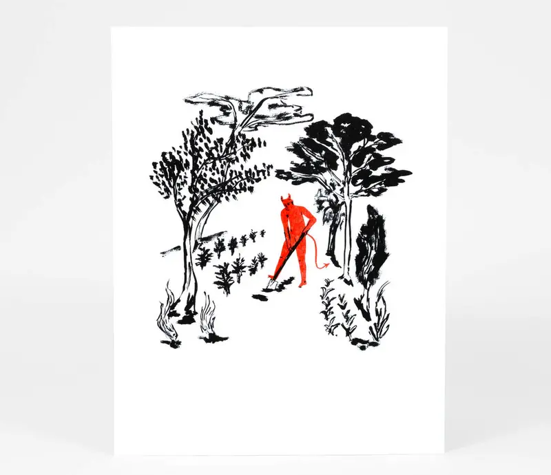 ‘The Devil Is Working In The Garden’ Limited-Edition Riso Art Print