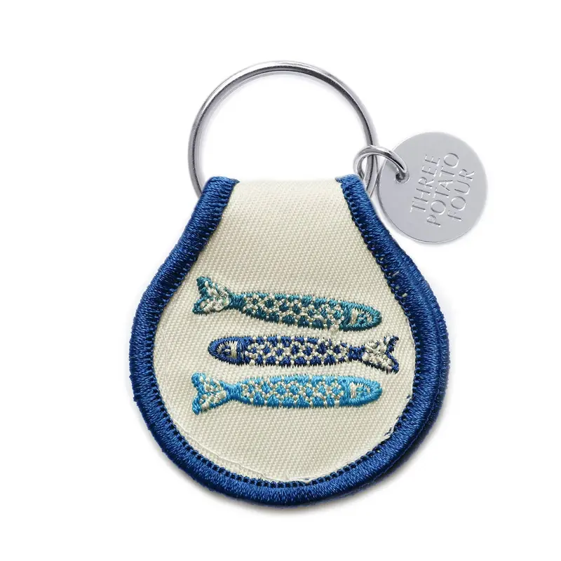Tinned Sardines Embroidered Keychain – Nostalgic Food Motif