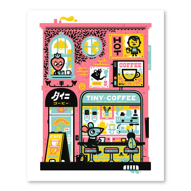 Tiny Coffee 8×10 Screen-Printed Art Poster