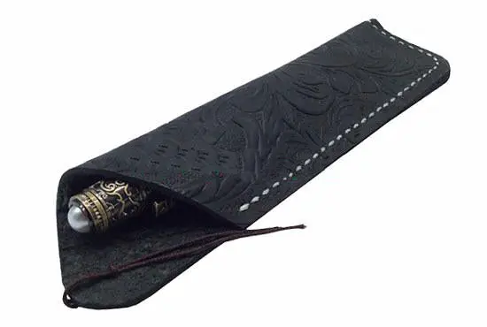Tooled Leather Pen Sleeve – Texas-Inspired Design in Dusky Black