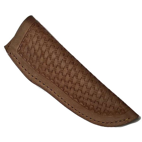 Tooled Peanut Brittle Basket Weave Knife Sheath – SHWW100-P (1 5/8″ Opening, 6 5/8″ Length)