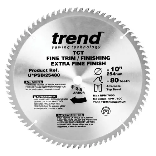 Trend PRO 12″ x 96T Premium Finishing Saw Blade – 1″ Arbor, Thin-Kerf