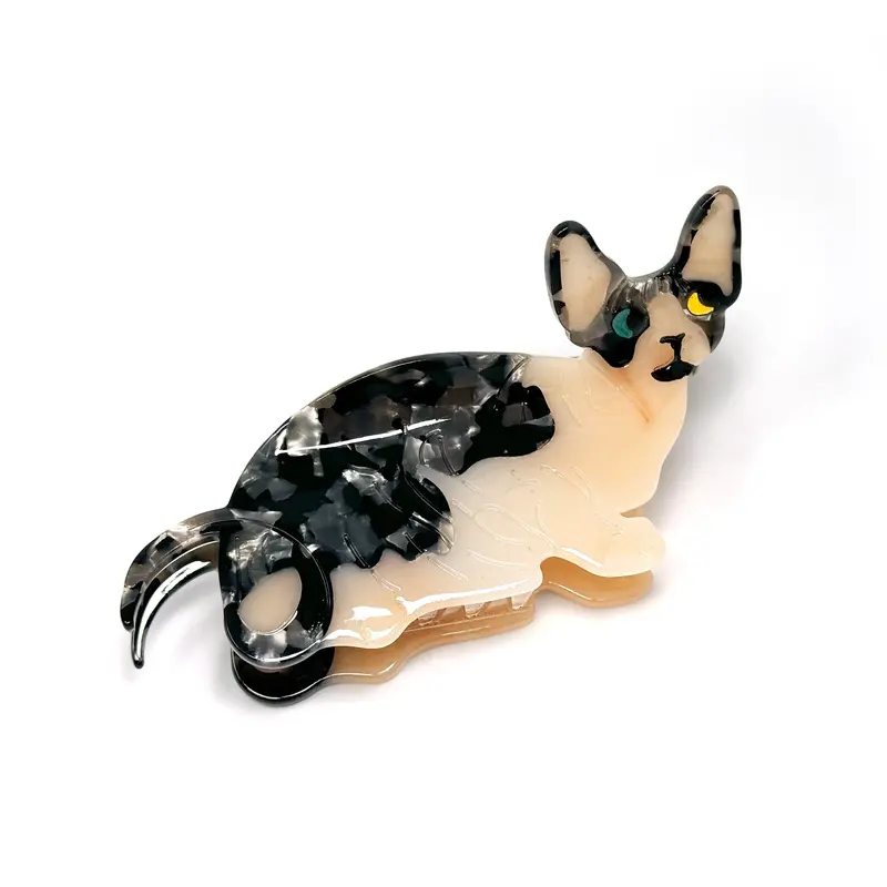 Tuxedo Hairless Cat Hair Claw Clip – Unique Animal Design