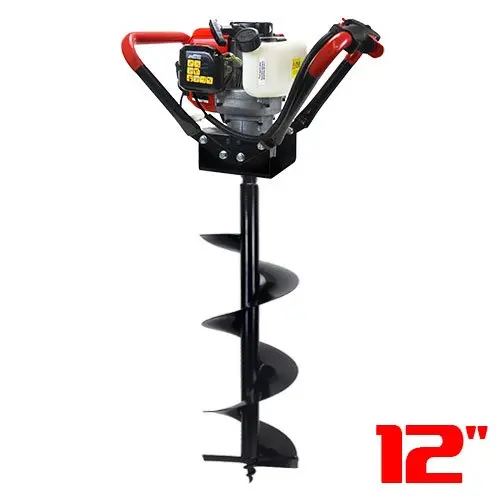 V-Type 55cc 2-Stroke Gas Post Hole Digger – Single-User Auger with 12″ Bit