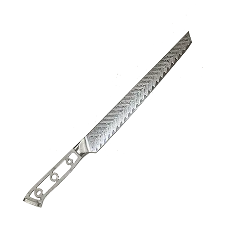 VG-10 Feather Pattern Sujihiki Knife Blank – 15.25″ Overall, 10.5″ Blade Length