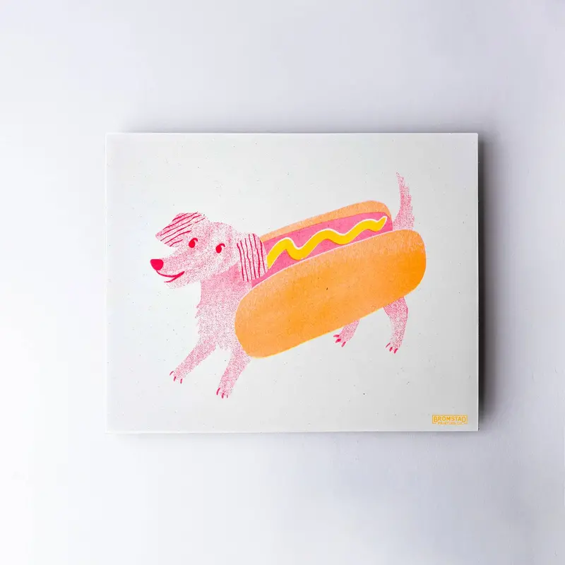 Vintage-Style Hot Dog Risograph Art Print