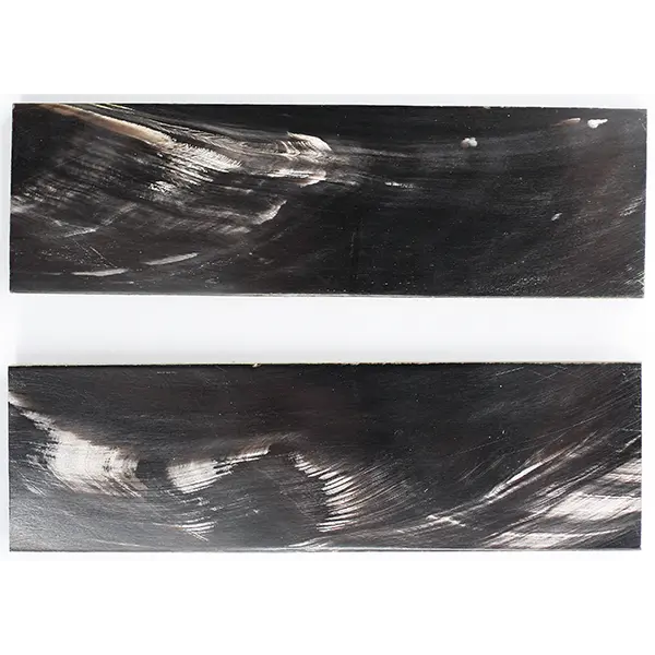 Water Buffalo Handle Scales – Black Base with Crisp White Stripe, Precision Cut