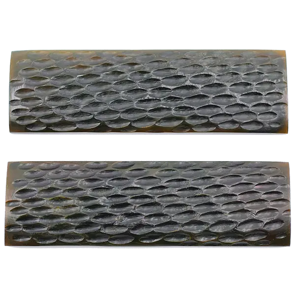 Water Buffalo Horn Knife Scales – Jigged Black Picked Texture – 3/8″ × 1.5″ × 5″