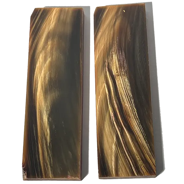 Water Buffalo Scales – Brown-Gold Striped Accent, Ideal for Custom Knives