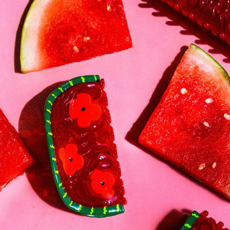 Watermelon & Poppies–Pattern Hair Claw