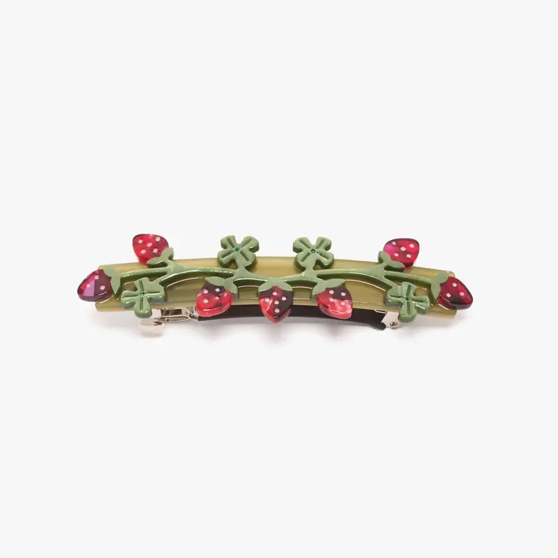 Wild Strawberry Acetate French Barrette – Botanical Hair Clip