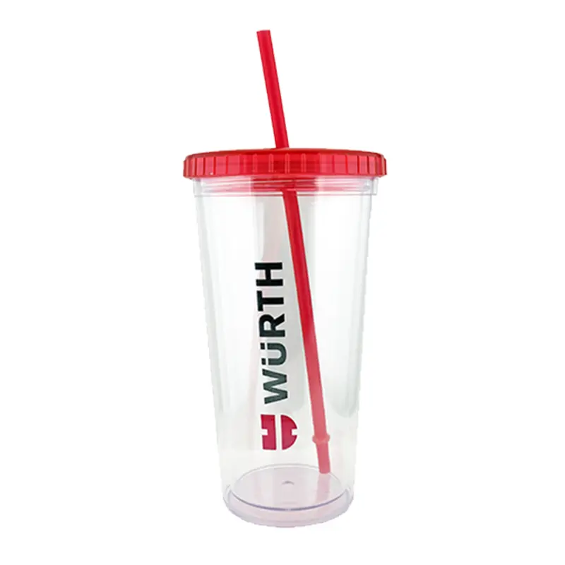 Würth 20 oz Tumbler with Red Lid and Reusable Straw