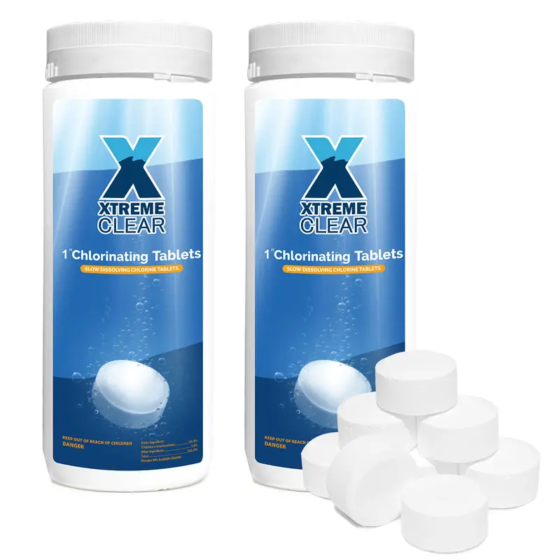 Xtremeclear 2-Pack 1″ Stabilized Chlorine Tablets – 1.5 lbs, for Pools, Spas & Hot Tubs