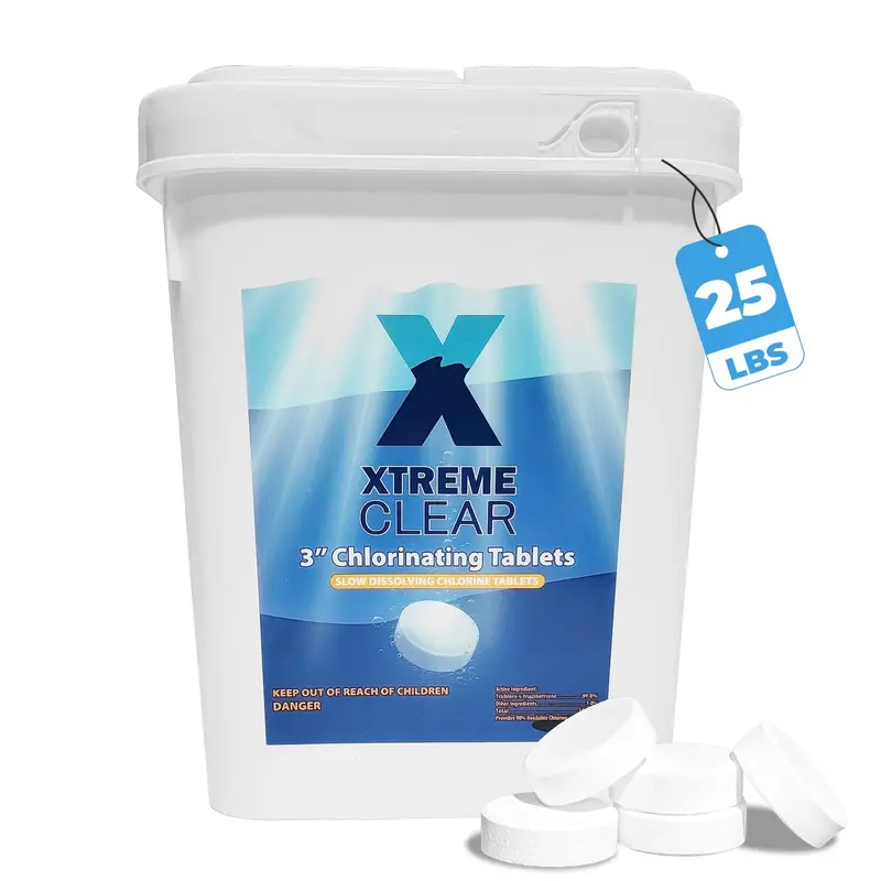 Xtremeclear 3-Inch Stabilized Chlorine Tablets – 25-Lb Pool & Hot Tub Maintenance Supply