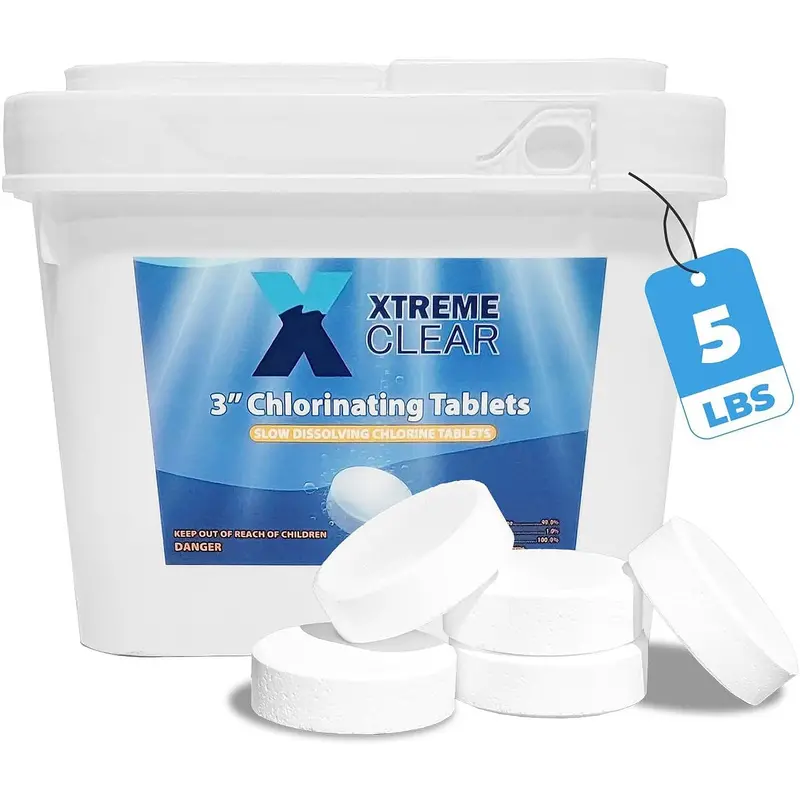 Xtremeclear 3-Inch Stabilized Chlorine Tablets – 5-Lb Convenient Pack for Hot Tubs & Spas