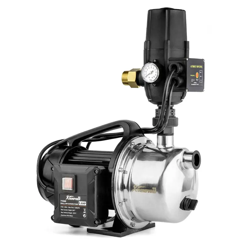 XtremepowerUS 1.6 HP Shallow Well Jet Pump with Controller – 1268 GPH, 1″ Transfer